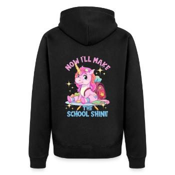 Schulkind Zur Einschulung Goodbye Kindergarten - Unisex Premium Bio Zip Hoodie - Schwarz - Hinten - Nico (187cm)