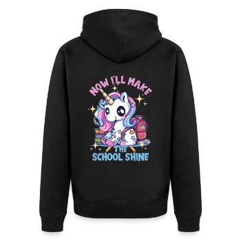 Schulkind Zur Einschulung Goodbye Kindergarten - Unisex Premium Bio Zip Hoodie - Schwarz - Hinten - Nico (187cm)