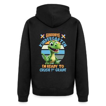 Schulkind Zur Einschulung Goodbye Kindergarten - Unisex Premium Bio Zip Hoodie - Schwarz - Hinten - Nico (187cm)