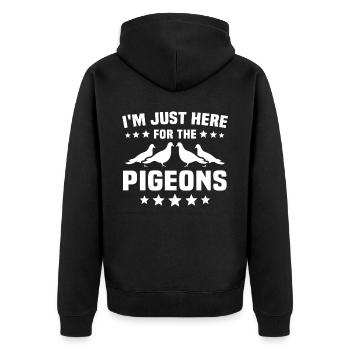 Tauben - Unisex Premium Bio Zip Hoodie - Schwarz - Hinten - Nico (187cm)