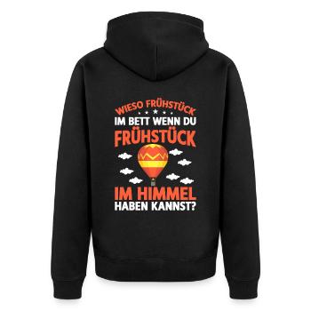 Heißluftballon Gasballon und Ballonfahrer Geschenk - Unisex Premium Bio Zip Hoodie - Schwarz - Hinten - Nico (187cm)