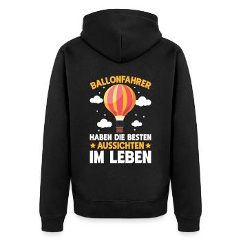 Heißluftballon Gasballon Ballonflug Ballonfahrer - Unisex Premium Bio Zip Hoodie - Schwarz - Hinten - Nico (187cm)