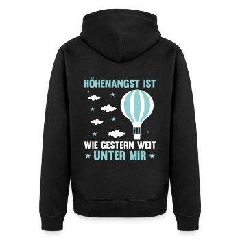 Heißluftballon Ballonfahrer Gasballon Höhenangst - Unisex Premium Bio Zip Hoodie - Schwarz - Hinten - Nico (187cm)