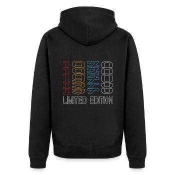 Limited Edition 1970 Geburtstag 1970 Vintage Retro - Unisex Premium Bio Zip Hoodie - Schwarz - Hinten - Nico (187cm)