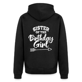 Soeur de la fille d’anniversaire - Veste à capuche bio Premium Unisexe - noir - Dos - Nico (187cm)