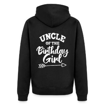Oncle de la fille d’anniversaire - Veste à capuche bio Premium Unisexe - noir - Dos - Nico (187cm)