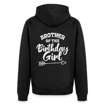 Frère de la fille d’anniversaire - Veste à capuche bio Premium Unisexe - noir - Dos - Nico (187cm)