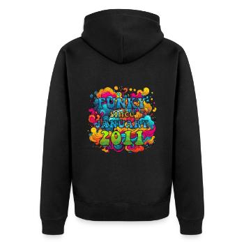 Funky Birthday: Janvier 2011 - Psychadelic - Veste à capuche bio Premium Unisexe - noir - Dos - Nico (187cm)