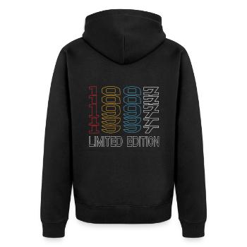 Limited Edition 1997 Geburtstag 1997 Vintage Retro - Unisex Premium Bio Zip Hoodie - Schwarz - Hinten - Nico (187cm)