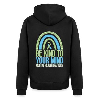 Seien Sie Freundlich Dyskalkulie-bewusstsein - - Unisex Premium Bio Zip Hoodie - Schwarz - Hinten - Nico (187cm)