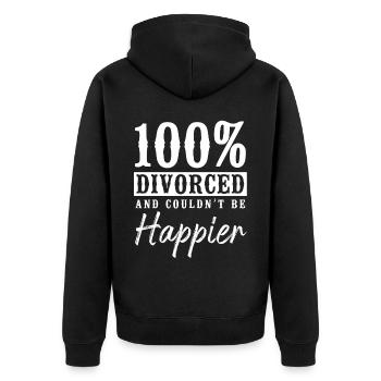 Happy Divorce Party 100% Divorced - Unisex Premium Organic Zip Hoodie - black - Back - Nico (187cm)