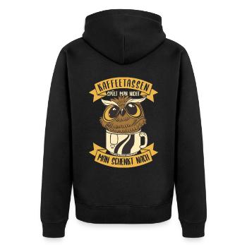 Coffee saying for work colleagues - Unisex Premium Organic Zip Hoodie - black - Back - Nico (187cm)