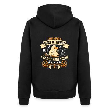 Platypus I May Make A Mess Semi-Aquatic Animals - Unisex Premium Organic Zip Hoodie - black - Back - Nico (187cm)