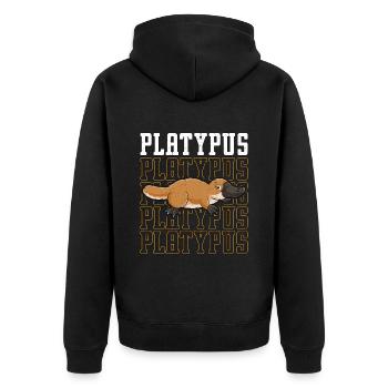 Platypus Semi-Aquatic Animals Australian Wildlife - Unisex Premium Organic Zip Hoodie - black - Back - Nico (187cm)