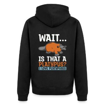 Platypus Wait Is That A Platypus Semi-Aquatic - Unisex Premium Organic Zip Hoodie - black - Back - Nico (187cm)
