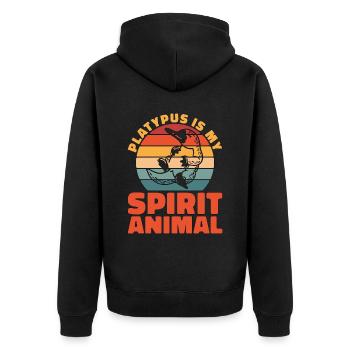 Platypus Is My Spirit Animal Retro Animal Lover - Unisex Premium Organic Zip Hoodie - black - Back - Nico (187cm)