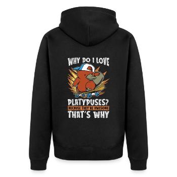 Platypus Why Do I Love Platypuses Living Fossil - Unisex Premium Organic Zip Hoodie - black - Back - Nico (187cm)
