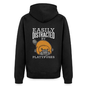 Platypus Easily Distracted By Platypuses Animals - Unisex Premium Bio Zip Hoodie - Schwarz - Hinten - Nico (187cm)