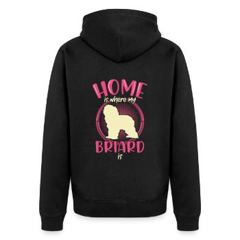 Zuhause ist wo mein Briard ist Berger de Brie - Unisex Premium Bio Zip Hoodie - Schwarz - Hinten - Nico (187cm)