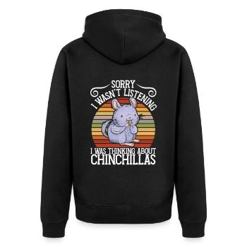 An Chinchilla gedacht Nagetier Wollmaus - Unisex Premium Bio Zip Hoodie - Schwarz - Hinten - Nico (187cm)