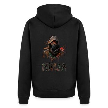 Schöne Frau als Ninja verkleidet für Ninja Fans - Unisex Premium Bio Zip Hoodie - Schwarz - Hinten - Nico (187cm)