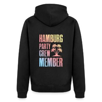 Hamburg Party Crew - Unisex Premium Bio Zip Hoodie - Schwarz - Hinten - Nico (187cm)