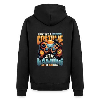Spooky gaming skills for Halloween - Unisex Premium Organic Zip Hoodie - black - Back - Nico (187cm)