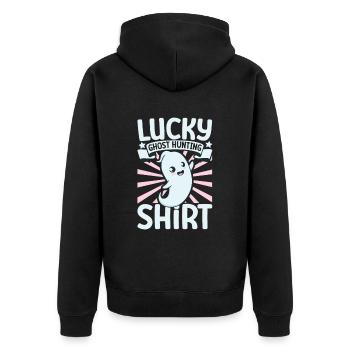 Ghostbusters - Lucky Ghost Hunting - Unisex Premium Organic Zip Hoodie - black - Back - Nico (187cm)