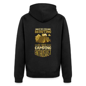 Retired Boy Scouts - Camping Enthusiast - Unisex Premium Organic Zip Hoodie - black - Back - Nico (187cm)