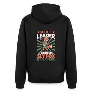 Fox - Boy Scout Teacher - Unisex Premium Organic Zip Hoodie - black - Back - Nico (187cm)