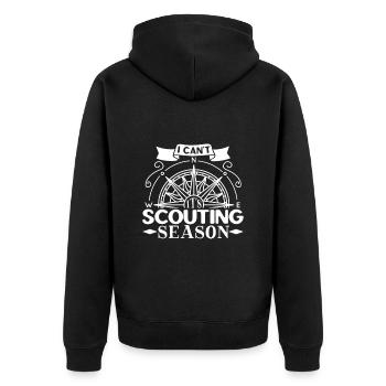 Ich kann nicht - es ist Pfadfinder Saison - Unisex Premium Bio Zip Hoodie - Schwarz - Hinten - Nico (187cm)