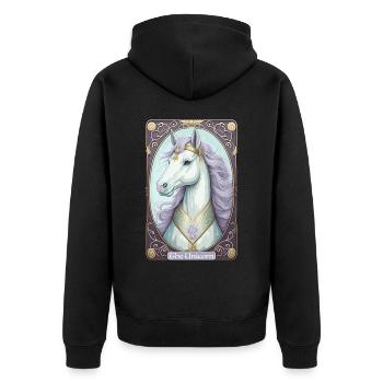 Kawaii Tarot Card Unicorn Pastel Goth Anime Witch - Unisex Premium Bio Zip Hoodie - Schwarz - Hinten - Nico (187cm)