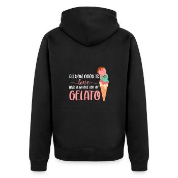 Eiscreme Eis Eiskrem Ice Cream Sommer Geschenk - Unisex Premium Bio Zip Hoodie - Schwarz - Hinten - Nico (187cm)