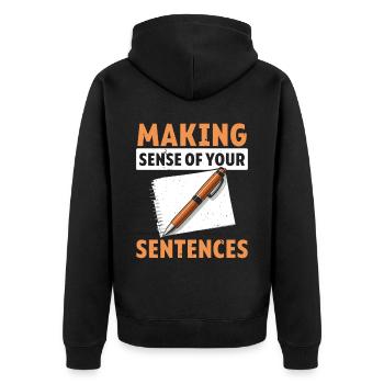 Relecture Travail d’orthographe Grammaire Relecteur - Veste à capuche bio Premium Unisexe - noir - Dos - Nico (187cm)