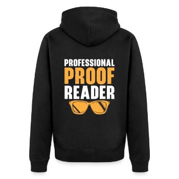 Relecture Travail d’orthographe Grammaire Relecteur - Veste à capuche bio Premium Unisexe - noir - Dos - Nico (187cm)