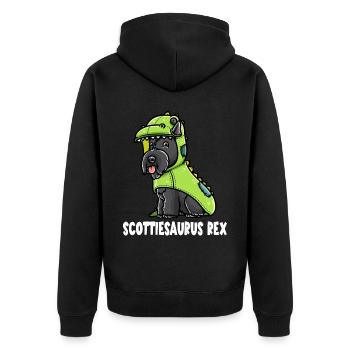 Scottish Terrier Dog in Dinosaur Costume - Unisex Premium Organic Zip Hoodie - black - Back - Nico (187cm)