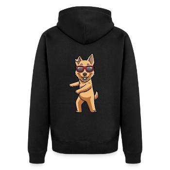 Basque Shepherd Dog Dog with Sunglasses - Unisex Premium Organic Zip Hoodie - black - Back - Nico (187cm)