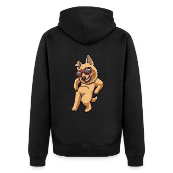 Basque Shepherd Dog Dog with Sunglasses - Unisex Premium Organic Zip Hoodie - black - Back - Nico (187cm)