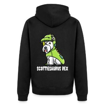 Scottish Terrier Dog in Dinosaur Costume - Unisex Premium Organic Zip Hoodie - black - Back - Nico (187cm)