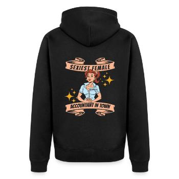 Buchhalter Steuerberater Lustig - Unisex Premium Bio Zip Hoodie - Schwarz - Hinten - Nico (187cm)