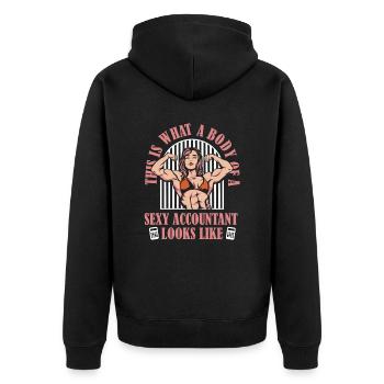 Accountant Tax Advisor Lustig - Unisex Premium Organic Zip Hoodie - black - Back - Nico (187cm)