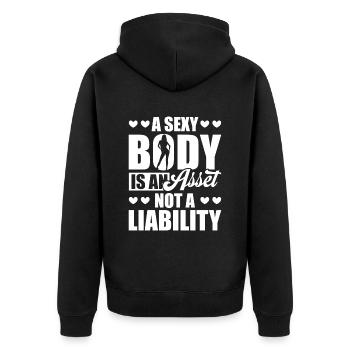 Buchhalter Steuerberater Sexy Sexy Buchhalterin - Unisex Premium Bio Zip Hoodie - Schwarz - Hinten - Nico (187cm)