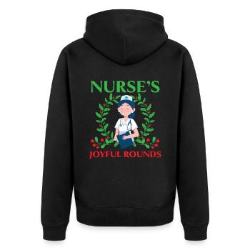 Krankenschwester's Joyful Rounds Krankenschwester - Unisex Premium Bio Zip Hoodie - Schwarz - Hinten - Nico (187cm)