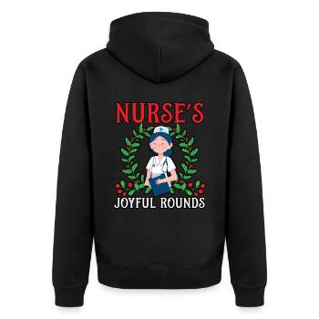Nurse's Joyful Rounds Krankenschwester Weihnachten - Unisex Premium Bio Zip Hoodie - Schwarz - Hinten - Nico (187cm)