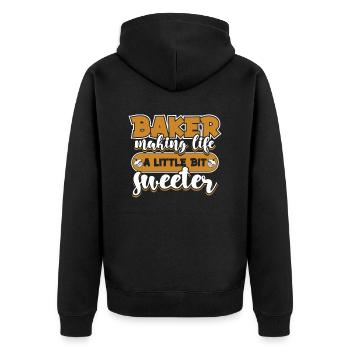 Baker rend la vie un peu plus douce Boulangerie - Veste à capuche bio Premium Unisexe - noir - Dos - Nico (187cm)