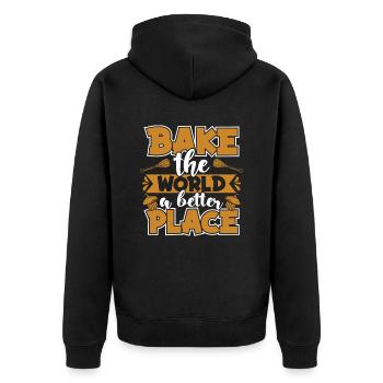 Bake The World: Un meilleur endroit Hobby Baker - Veste à capuche bio Premium Unisexe - noir - Dos - Nico (187cm)