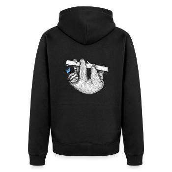 Faultier mit Schmetterling - Unisex Premium Bio Zip Hoodie - Schwarz - Hinten - Nico (187cm)
