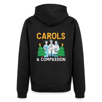 Carols & Compassion Krankenschwester Weihnachten - Unisex Premium Bio Zip Hoodie - Schwarz - Hinten - Nico (187cm)
