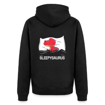 Official Napping Shirt Schlafender Dino - Unisex Premium Bio Zip Hoodie - Schwarz - Hinten - Nico (187cm)