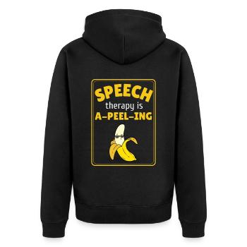 Speech Therapy Banana Speech Language Pathology - Unisex Premium Organic Zip Hoodie - black - Back - Nico (187cm)